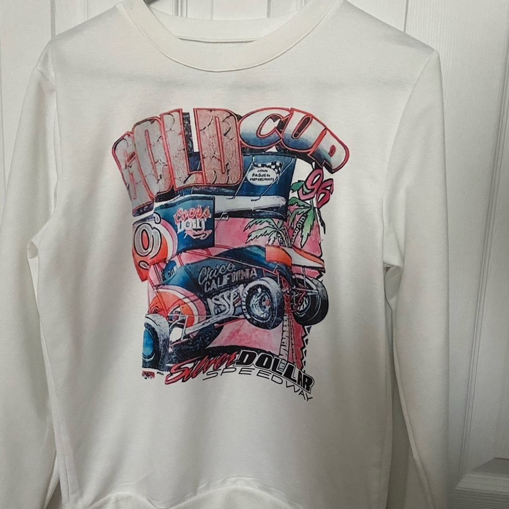 vintage graphic white long sleeve top